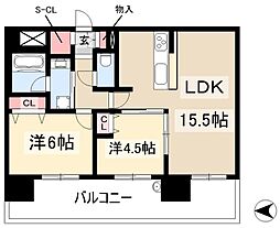 プレサンスロジェ栄 2LDKの間取図画像