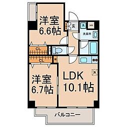 スリーウェイ金山 2LDKの間取図画像