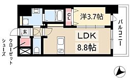 プレサンスTHE新栄 1LDKの間取図画像
