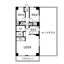 杁中スカイタウンB棟 2LDKの間取図画像