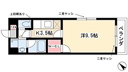荒池シティーハウス 1Kの間取図画像