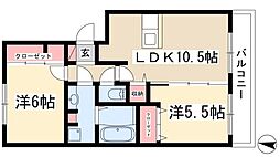 カーサフラグランツァ 2LDKの間取図画像