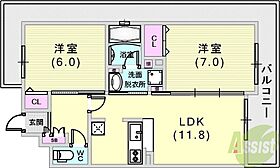 エステムプラザ神戸西Vミラージュ  ｜ 兵庫県神戸市兵庫区西宮内町（賃貸マンション2LDK・9階・52.31㎡） その2