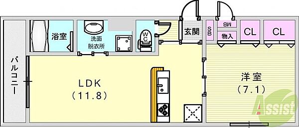 ベルメゾン福田 ｜兵庫県神戸市垂水区福田1丁目(賃貸アパート1LDK・2階・43.16㎡)の写真 その2