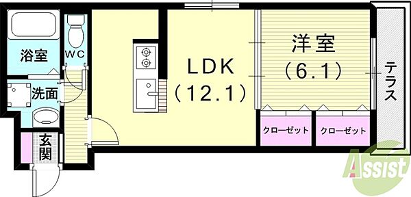 エムライズ材木町 ｜兵庫県明石市材木町(賃貸アパート1LDK・2階・44.85㎡)の写真 その2