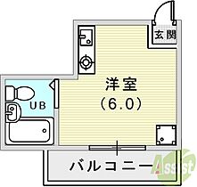 平野エスペランス  ｜ 兵庫県神戸市兵庫区上三条町2-2（賃貸マンション1R・6階・16.50㎡） その2