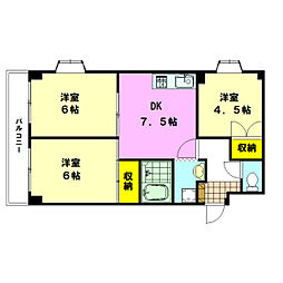 ロイヤルメドウ 3DKの間取図画像