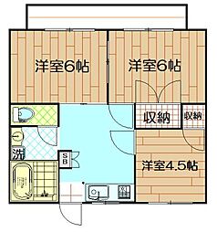 ゴールドクレスト若葉 3DKの間取図画像