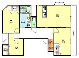 鈴木ビル 3LDKの間取図画像