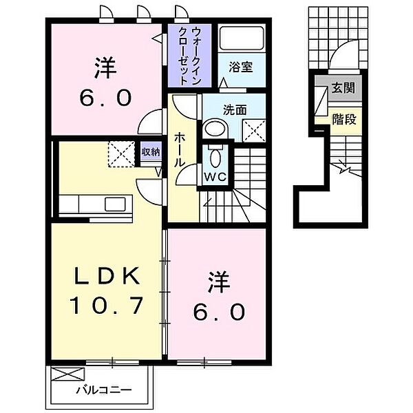 ウナ　カーサ　デラ　ルーチェIII ｜茨城県神栖市大野原7丁目(賃貸アパート2LDK・2階・56.59㎡)の写真 その2