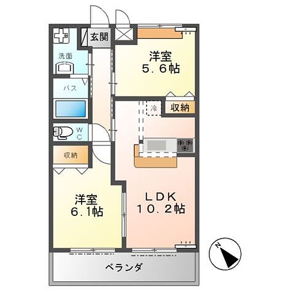 ＡＲＩＥＴＴＡ（アリエッタ） ｜茨城県神栖市大野原2丁目(賃貸アパート2LDK・1階・51.00㎡)の写真 その2