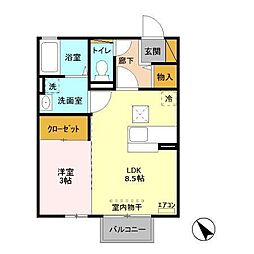 サングリエ　B 1階1LDKの間取り