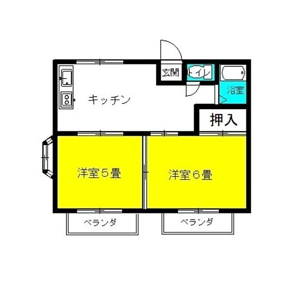 フラット・ニシノ　Ｃ棟 ｜茨城県神栖市深芝南2丁目(賃貸アパート2DK・2階・37.26㎡)の写真 その2