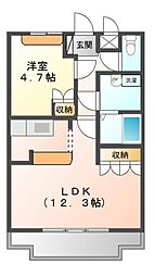 Ｃｈａｒｍａｎｔ　Ｃｏａｔ（シャルマンコート） 1階1LDKの間取り
