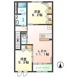 ＦＫ1 2階2LDKの間取り