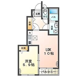 高尾崎 NEW TOWN　La・Ｔｅｒｒｅ E 1階1LDKの間取り