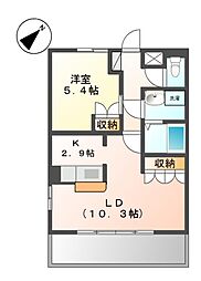 Ｌａ Ｇｒａｚｉａ（ラ・グラッツィア） 2階1LDKの間取り