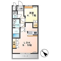 ファイン・シア 2階1LDKの間取り