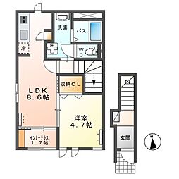 Ａｍｂｉｔｉｏｎ　II 2階1LDKの間取り