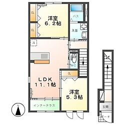 ＦＫ1 2階2LDKの間取り