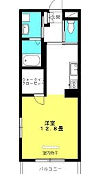 ブランシュM&MII 1階ワンルームの間取り