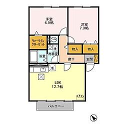 神栖町モンプチ 103 1階2LDKの間取り