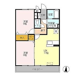 ソルティネーゼカシマ 2LDKの間取図画像