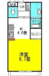 シティコート2 ワンルームの間取図画像