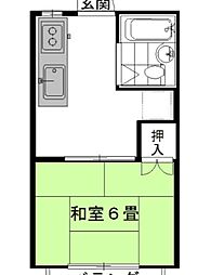 弐番館飛龍B 1Kの間取図画像