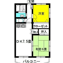 パルクエクセラン 2DKの間取図画像