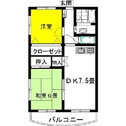 パルクエクセラン 2DKの間取図画像