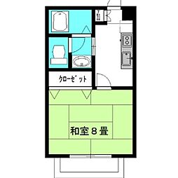 サウスウインド 1Kの間取図画像