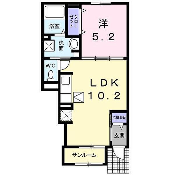 メゾン アルカンシェル トロワ 102｜埼玉県熊谷市拾六間(賃貸アパート1SLDK・1階・40.02㎡)の写真 その2