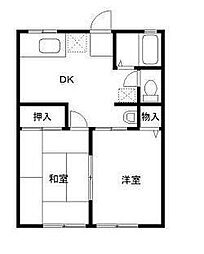 シティハイムハイテールＩ棟 1階2DKの間取り