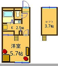 レオパレスあすなろ 1Kの間取図画像