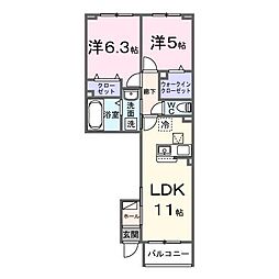 ア コート デ パルク 2LDKの間取図画像