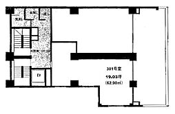 KIビル ワンルームの間取図画像
