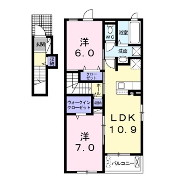 長野県佐久市岩村田(賃貸アパート2LDK・2階・59.14㎡)の写真 その2