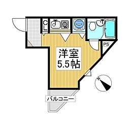 グランパーク南町 ワンルームの間取図画像