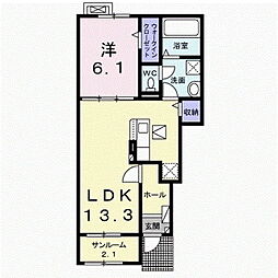 ドリームコート御代田B 1LDKの間取図画像