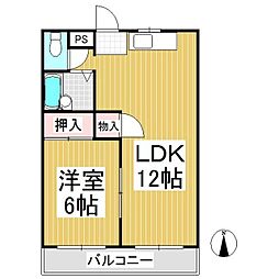 ラビットハウスコスモ-2 1LDKの間取図画像