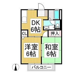 サン・ヴェール 2DKの間取図画像
