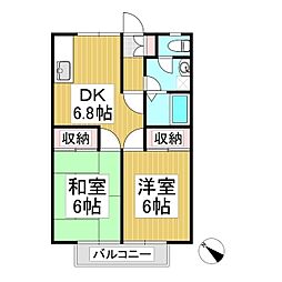 メゾンソレイユ 2DKの間取図画像