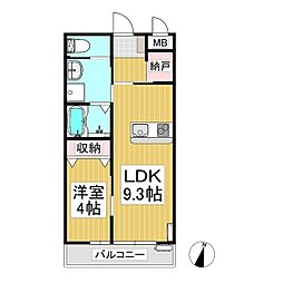ハーモニアのぞみ B棟 1LDKの間取図画像