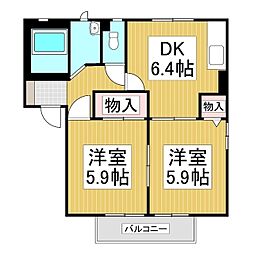 ディアス瓜田A 2DKの間取図画像