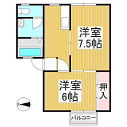ブラントウハウス 2DKの間取図画像