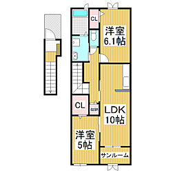 ソラストA佐久平 2LDKの間取図画像