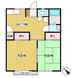 ベルピア花里B 2DKの間取図画像