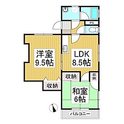 ターナーハイツB 2LDKの間取図画像