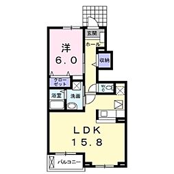 エリーゼB 1LDKの間取図画像